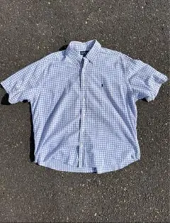 90s 古着 ラルフローレン グラフチェック 半袖  裾カット