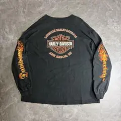 Harley-Davidson　ロンT ファイヤー　フェード　ポケット　古着