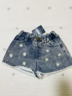 BREEZE デニムショートパンツ 花柄刺繍80cm