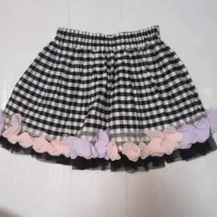 100〜110★パンパンチュチュ★レース＆お花付き！チェック柄スカート★Мのサムネイル
