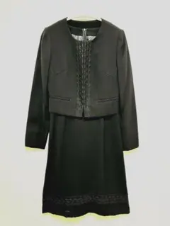 ✴︎美品✴︎ブラックフォーマル ノーカラージャケットワンピ 冠婚葬祭 ７号