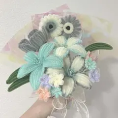 枯れないお花　モールフラワー　ハンドメイド　花束　ブーケ　ランダムカード付き