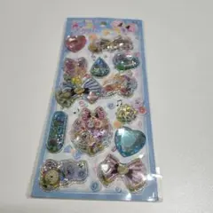 新品 未使用 平成女児 レトロ カラフルウォーターシール キラキラ ハートリボン