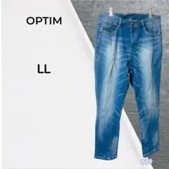 OPTIM ペイント加工 デニムパンツ ストレッチ ジーンズ LL レディースのサムネイル