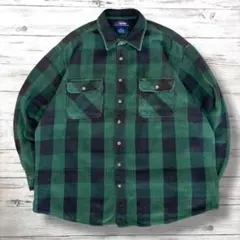 ファイブブラザー 長袖シャツ チェック グリーン 2XT 1883