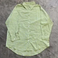 SHEIN ギンガムチェックシャツ ライトグリーン 長袖