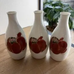 昭和レトロ　達磨絵 花瓶 3点セット 徳利型　(c-3)のサムネイル