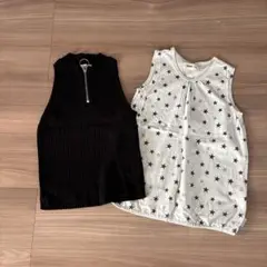 キッズ タンクトップセット ボブソン H&M 130 星柄 白 黒