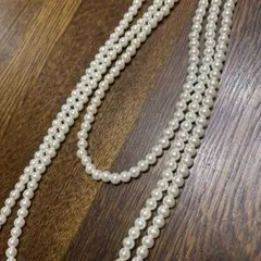 ホワイトパール風ロングネックレス 約60㎝