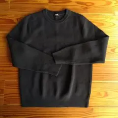 ユニクロ　ウォッシャブルミラノリブクルーネックセーター　ネイビー