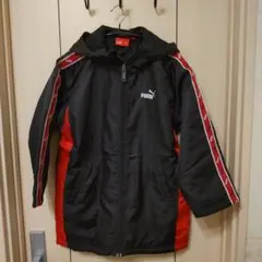 PUMA フード付きベンチコート 130サイズ 黒/赤