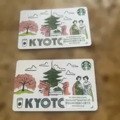 2枚　スターバックス カード 京都 限定　pin未削り