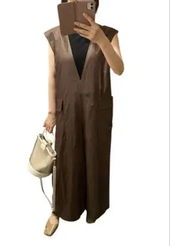 美品　BRAHMIN サロペット ブラウン 38 薄手　オールインワンのサムネイル