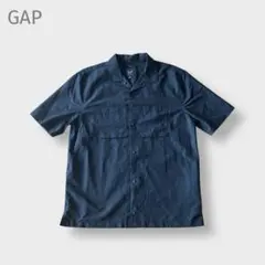 ギャップ GAP 半袖シャツ ナイロンシャツ 無地 ブラック 古着