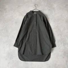 マーガレットハウエル バンドカラーシャツ カーキ コットン ゆったり