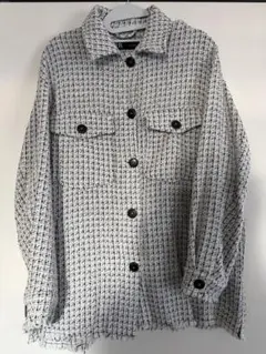 ZARA ツイードシャツジャケット ホワイト・ブラック