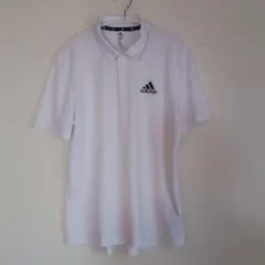 【M】アディダス ゴルフウェア 半袖ポロシャツ 白 PRIMEGREEN 吸汗