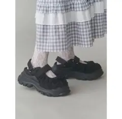 merry jenny】美品 フリルバックストラップサンダルスニーカー L