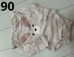 うさぎ柄 ベビー ロンパース 90cm 綿100％ ベージュ
