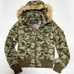 Hudson 迷彩 中綿ミリタリージャケット/ジャンパー ファーフード Mサイズ