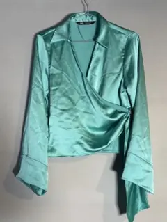【極美品】ZARA ザラ サテン カシュクール ブラウス　S