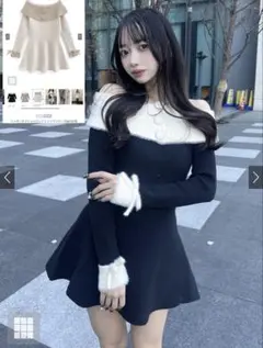 GRL シャギーオフショルフレアニットワンピース[an1615]