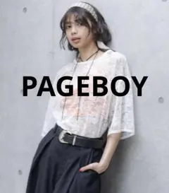 PAGEBOY 総レース ラメ 半袖トップス オーバーサイズ ホワイト F