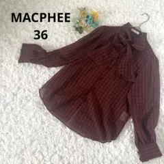 マカフィー　ボイルチェック　ボウタイブラウス　シアー　パワーショルダー　36