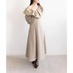 RANDA ランダ 2WAY ギャザーカラー フレアワンピース ロング丈 美品1