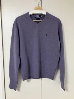 ノ*カ様 【美品】ポロラルフローレン Vネック ラムウールニット パープル M