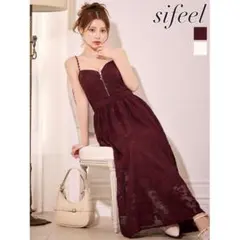 花柄レースシフォンキャミロングドレスwrdM