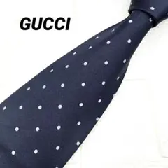 美品 GUCCI ネクタイ ドット柄 ネイビー　グッチ
