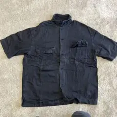 ライトデニムオーバーサイズワークシャツ(5分袖) ブラック　GU