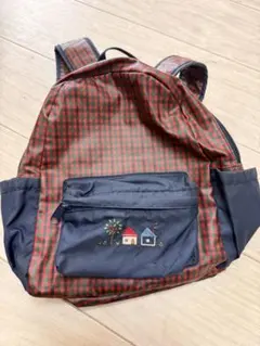 ファミリア　リュック　赤チェック