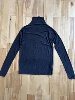 ダークグレー フリルネック 長袖 シアー シャツ インナー