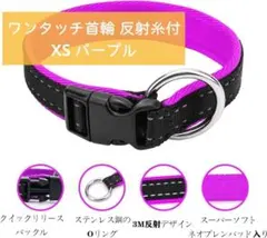 猫 首輪 小型犬 ナイロン 防水 反射機能付き ワンタッチ首輪 XS/紫