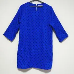 ローリーズファーム★ドット 水玉柄 七分袖 ワンピース ポケット有　L　おしゃれ