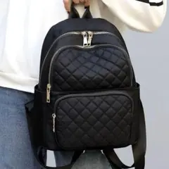 キルティング リュック レディース ナイロン 軽量 防水 おしゃれ 多機能　黒