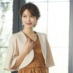 GIRL フレアスリーブノーカラー結婚式ジャケットボレロのサムネイル
