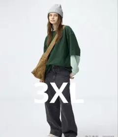 【新品未着用】GU バレルレッグジーンズ　デニムパンツ 3XLサイズ