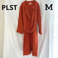 美品 PLST プラステ リネン ツイル ノーカラーコート オレンジ M 夏のサムネイル