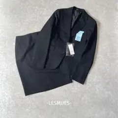 美品✨/LESMUES/ウォッシャブル/スーツ上下/S/黒/ウール混/オフィス