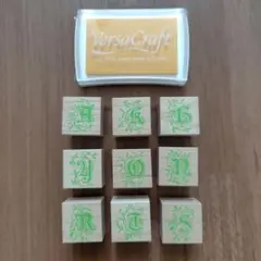 VersaCraft リーフ柄アルファベットスタンプ9個セット