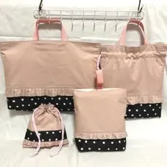 レッスンバッグなど4点 女の子 入園入学セットフリル さくらんぼno100