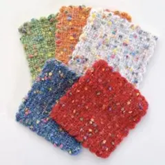 手織り5枚 コースター ミニマット 敷物 織物 変わり糸 ハンドメイド