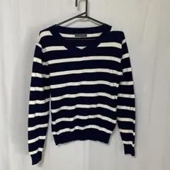 KHARIS ANGEL ボーダーVネックニット ネイビー 長袖 レディース