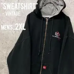 レア《ディッキーズ》企業刺繍スウェットパーカー/ブラック/メンズ2XL