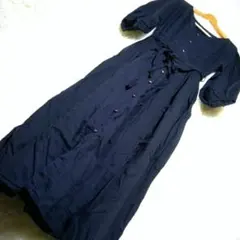 スローブイエナ【F】ロングワンピース コットンボイルギャザー ブラック