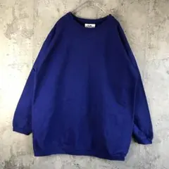 Y1484古着　トレーナー　スウェット　青　無地　90s Y2K