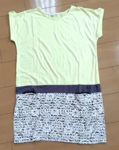 SHOO・LA・RUE ライトイエロー レースチュニック 半袖